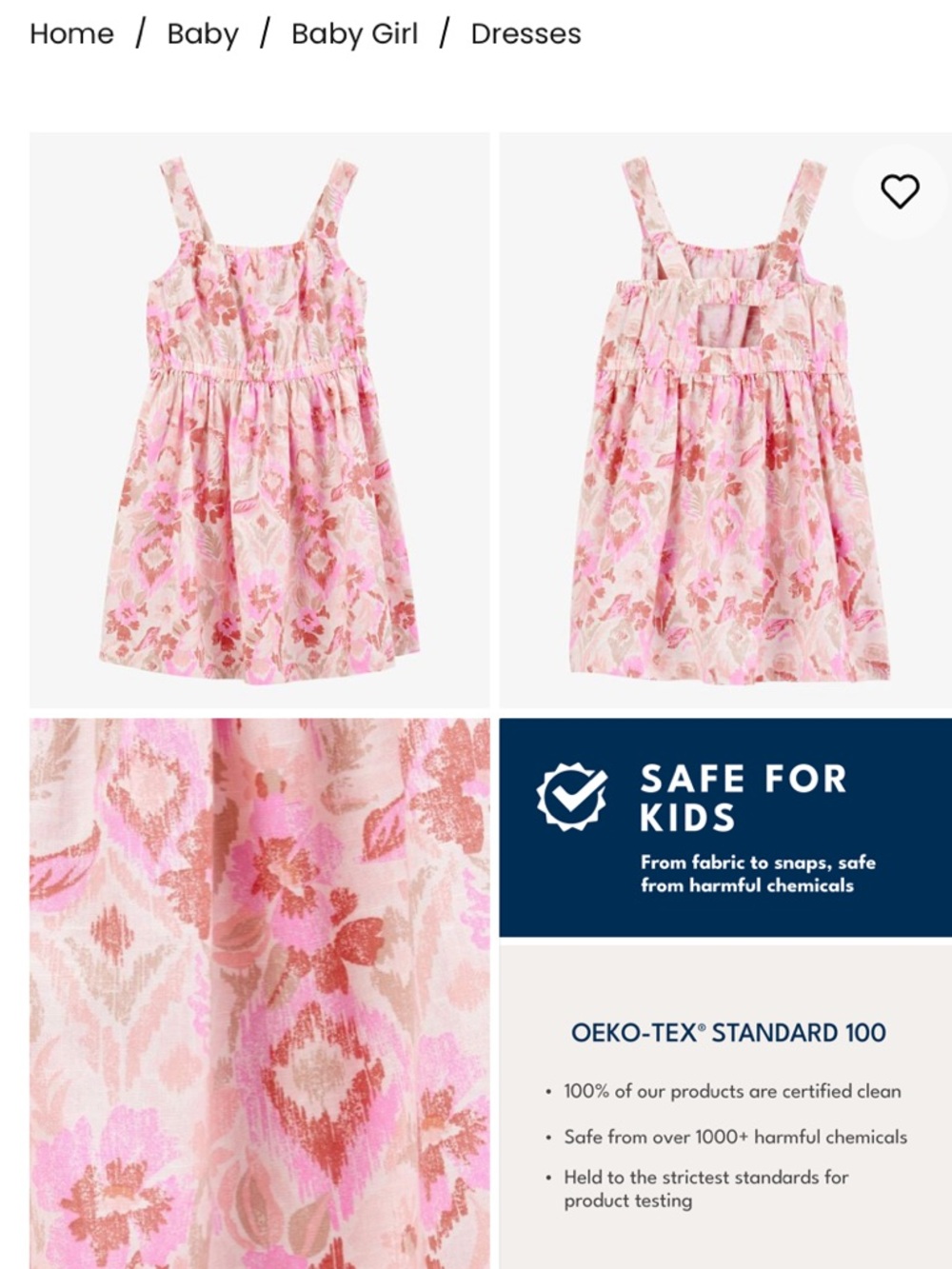 NWOT Oshkosh B’Gosh 18M Pink Floral Sundress Sleeveless Dress